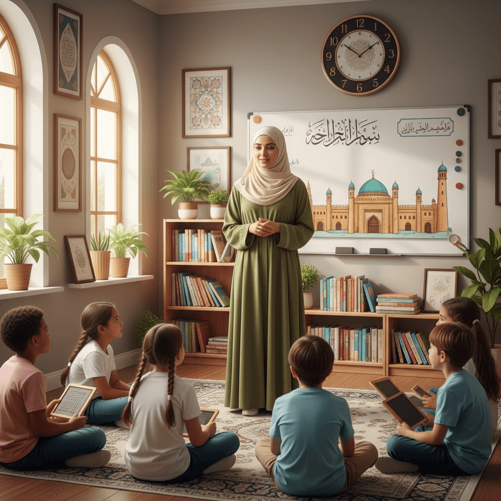Islamic scholar teaching students